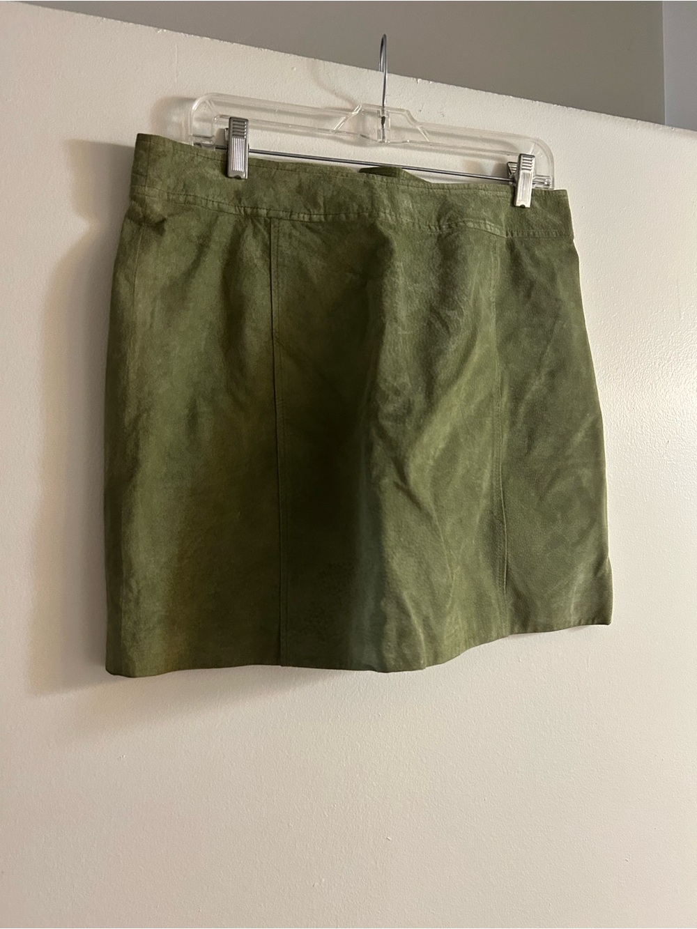 Olive Green Suede Mini Skirt